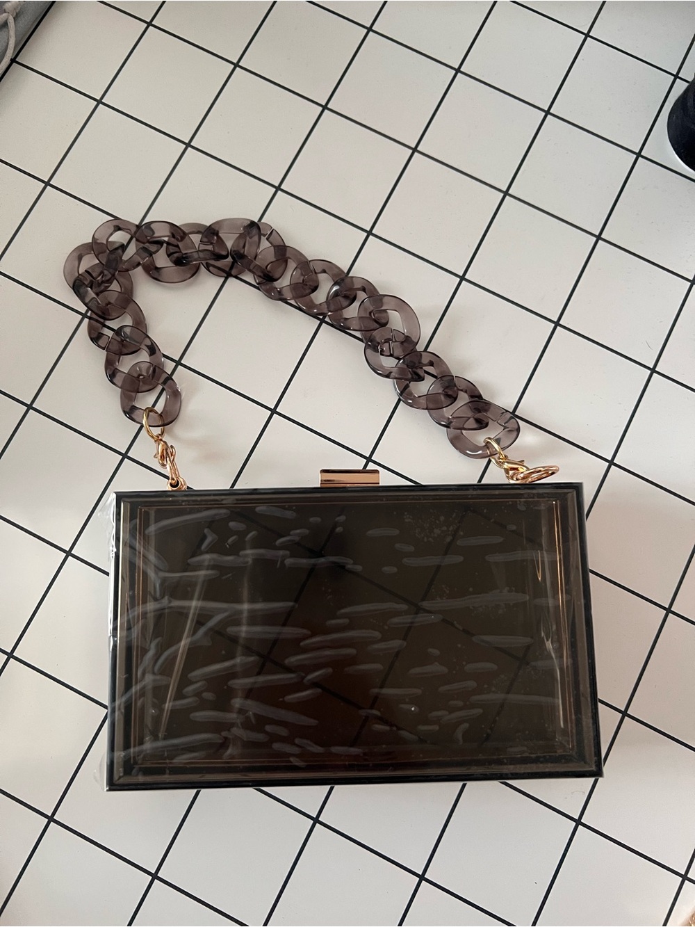Black Acrylic Clutch Bag with two Straps included